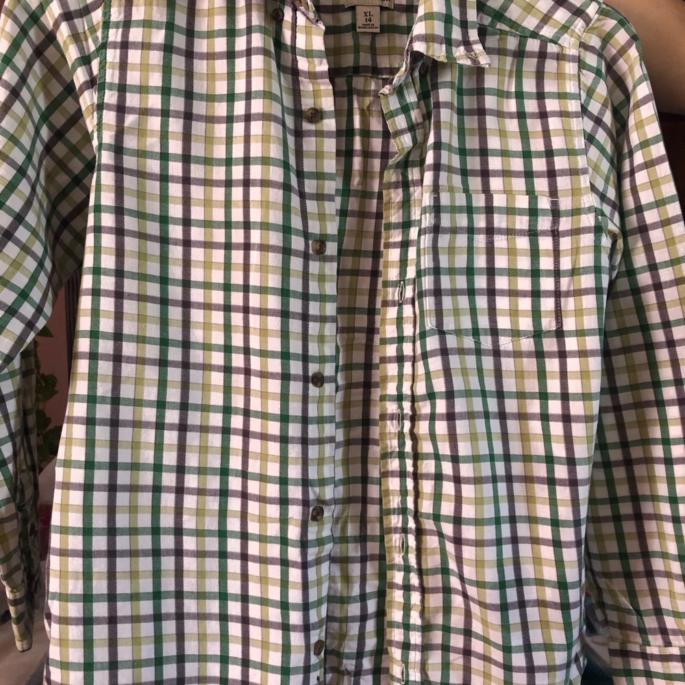 Classic Green and White Plaid kids Shirt